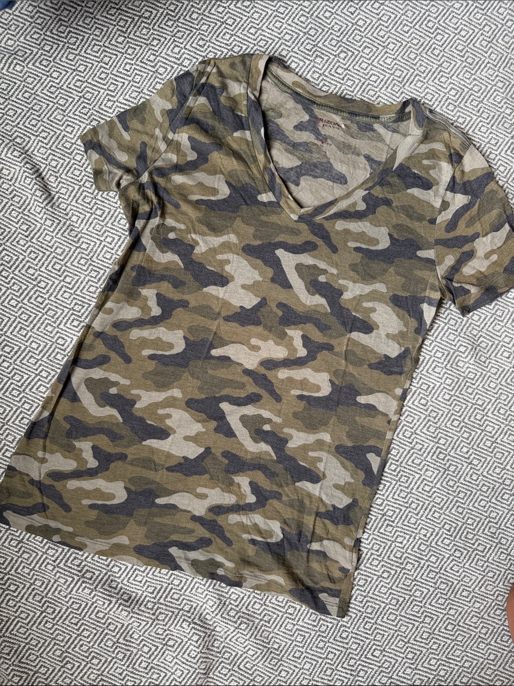 Arizona Jean Company Camo V-Neck Short Sleeve Tee - Olive, Khaki, Black
